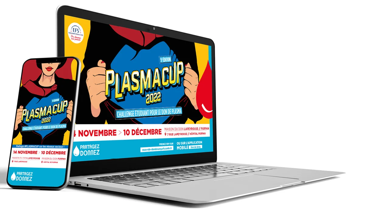 Création visuel pour la Plasmacup 2022 avec l'EFS, visuels digitaux