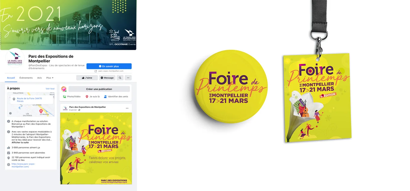 Création visuel pour la Foire de Printemps à Montpellier en réponse à une consultation, badge