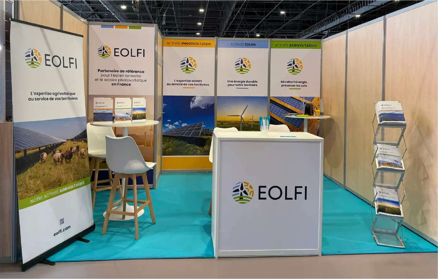 EOLFI habillage stand EOLFI habillage stand d'un salon sur les énergies renouvelables