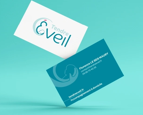 Tendre, eveil , accompagnement des parents pour l'accuiel de leur nouveau né, crate de viste logo, identité visuelle